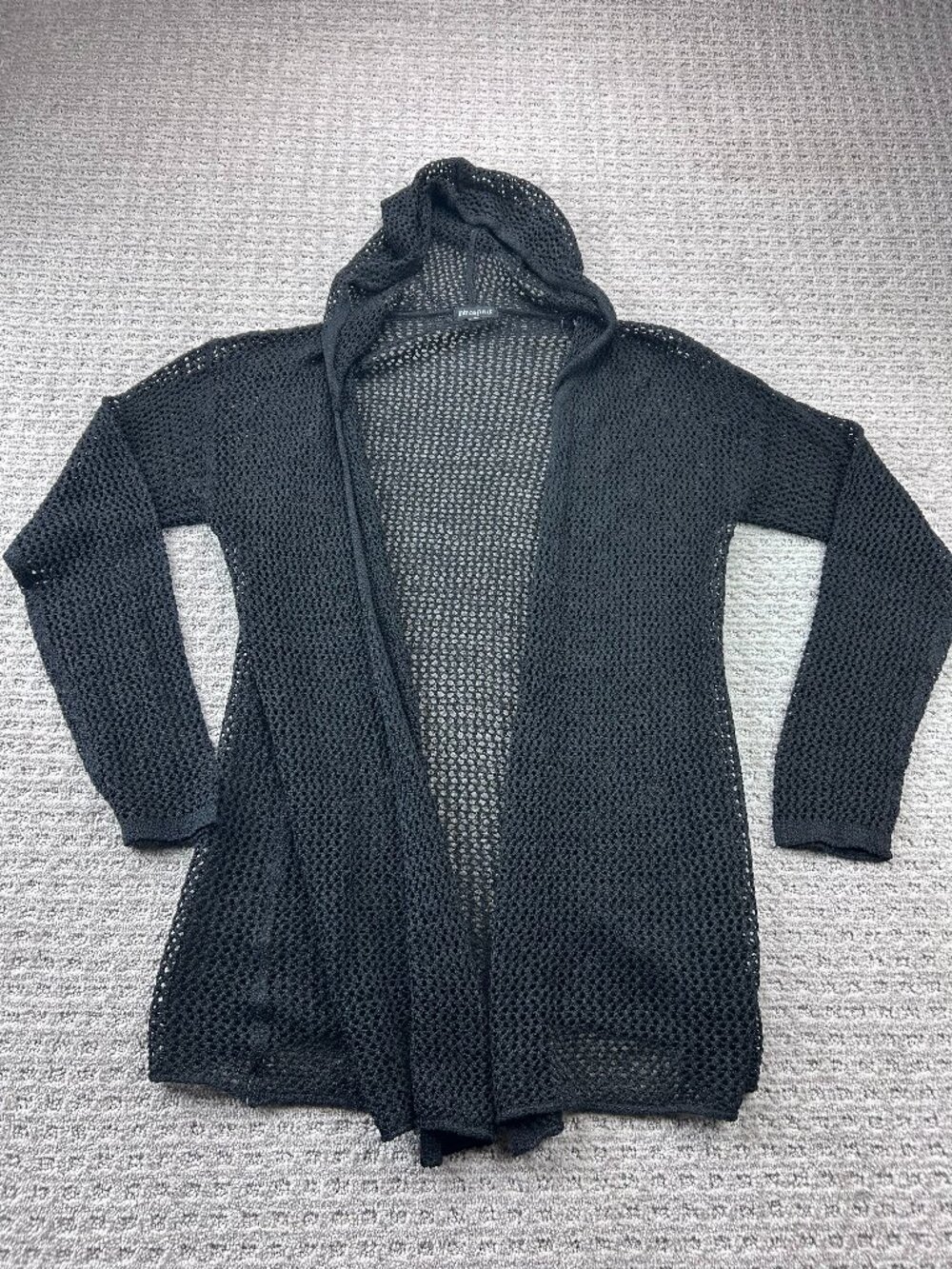Maternity Knit See Through Hooded Top Long Sleeve Women Size XL Black Introspect